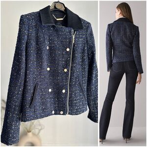 Black House White Market Quintessential Tweed Moto Lurex  Jacket